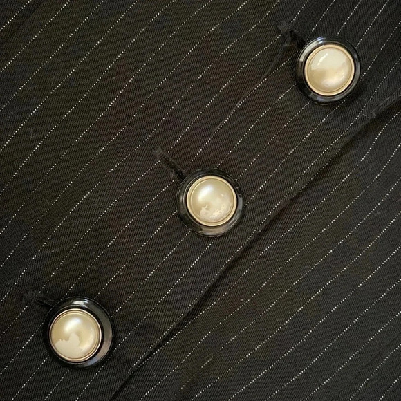 ALL THAT JAZZ pinstripe blazer jacket pearl buttons black with white size 9/10 - Picture 8 of 11